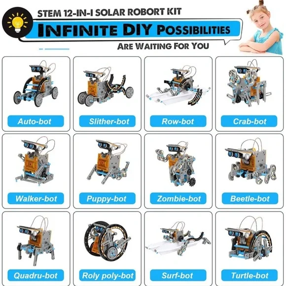 STEM Toys Solar Robot 12-in-1 Educational science toy powered by solar - Picture 6 of 7
